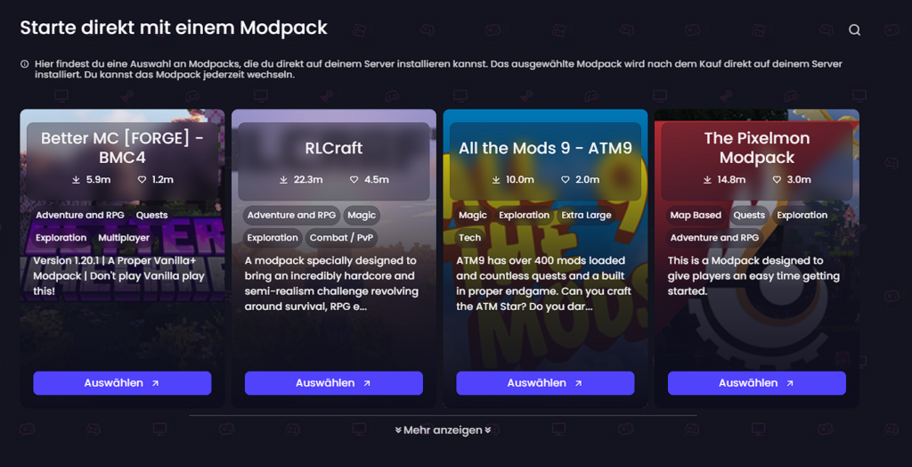 So kannst du deinen Minecraft Server direkt mit einem Modpack starten