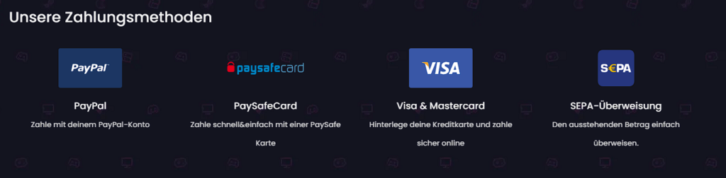 Ganz einfach deinen Minecraft Server mit Paypal, Paysafecard, Kreditkarte, Apple Pay usw. bezahlen