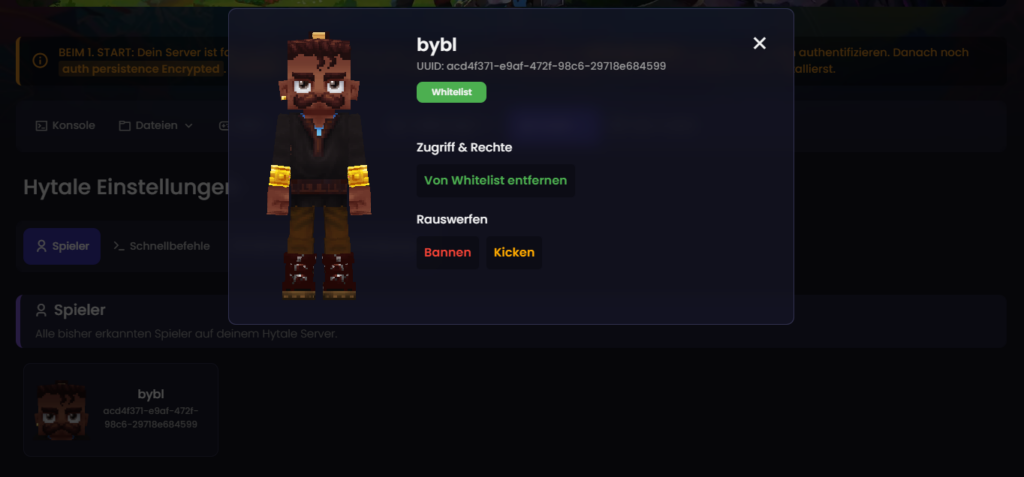 Nutzerverwaltung im ByteBlitz Kontrollzentrum mit einfacher Oberfläche